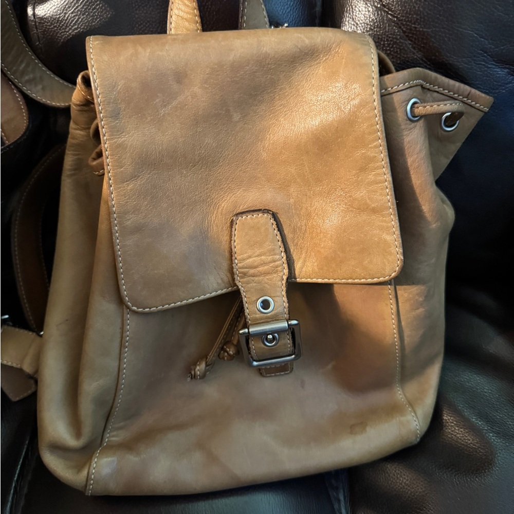 COACH Vintage Light Tan Leather Legacy Drawstring Backpack Bag 9569 small - Picture 2 of 16